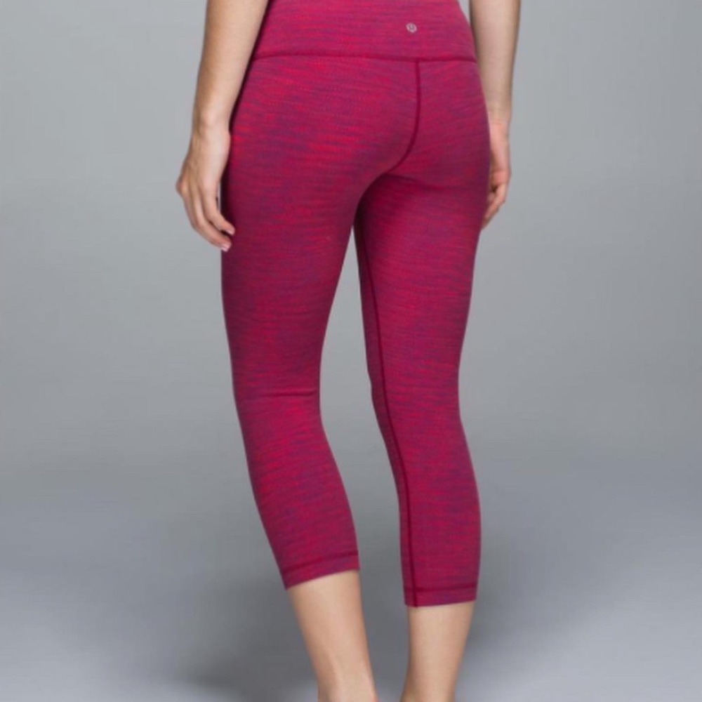 Lululemon Wunder Under Crop Space Dye Bumble Berry Flaming Tomato Leggin…
